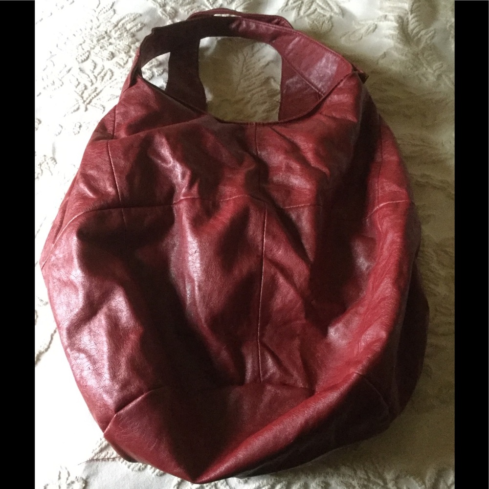 Large Faux Leather Shoulder Bag.